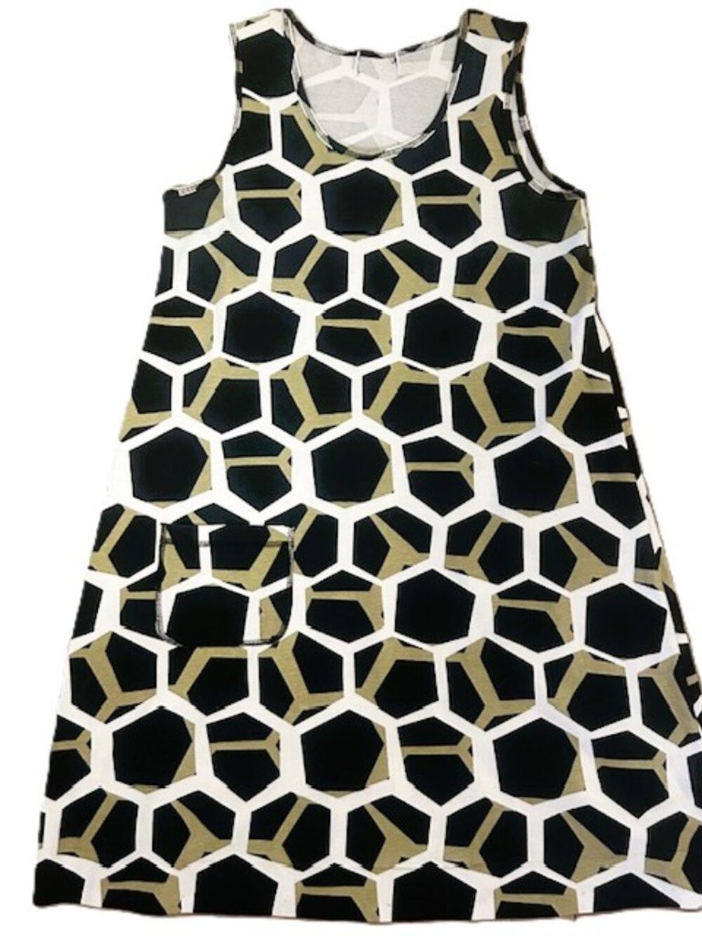 Geometric Print Ladies Dress Medium Black White Summer Beach Minimalist Read